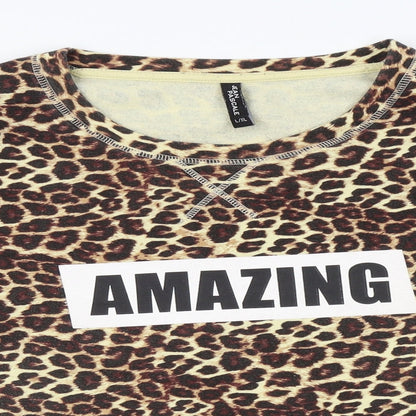 Jean pascale Womens Brown Animal Print  Pullover Jumper Size L