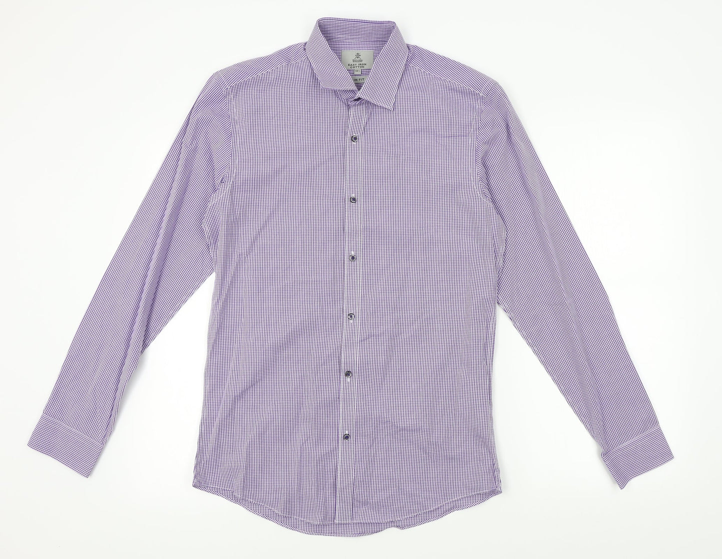 Taylor & Wright Mens Purple Check   Dress Shirt Size 14