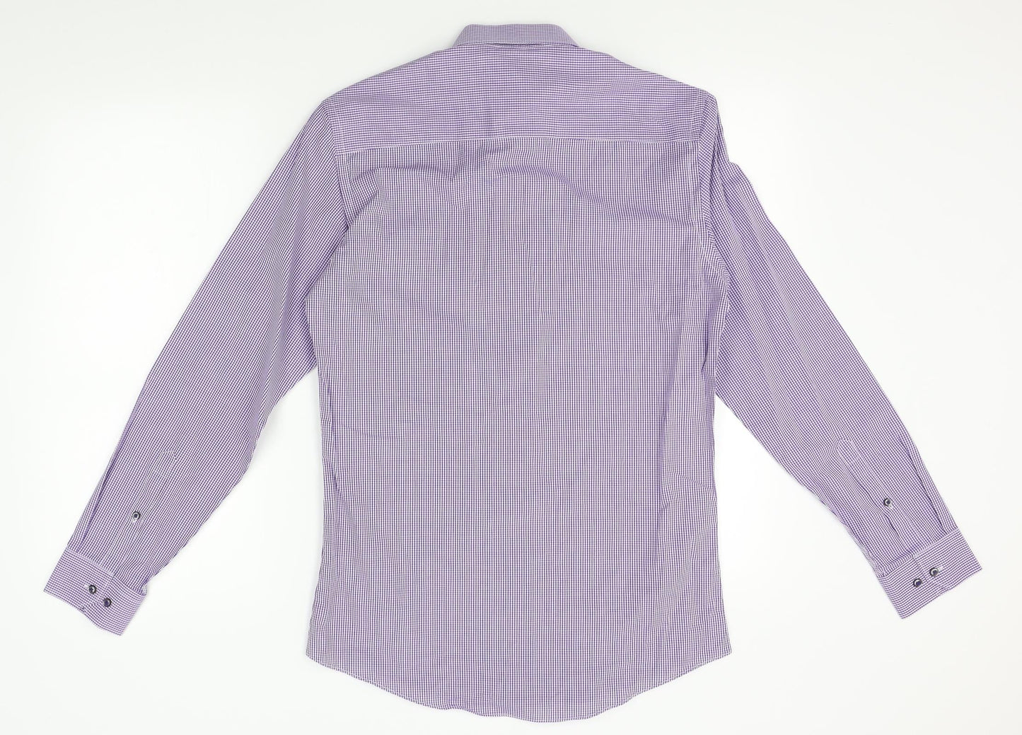 Taylor & Wright Mens Purple Check   Dress Shirt Size 14