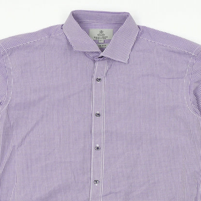 Taylor & Wright Mens Purple Check   Dress Shirt Size 14