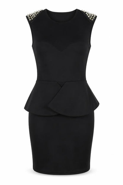 Krisp Womens Black   Pencil Dress  Size 10  - studded shoulders