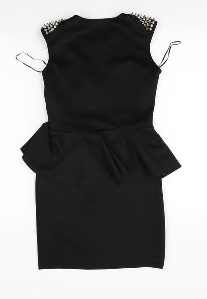 Krisp Womens Black   Pencil Dress  Size 10  - studded shoulders