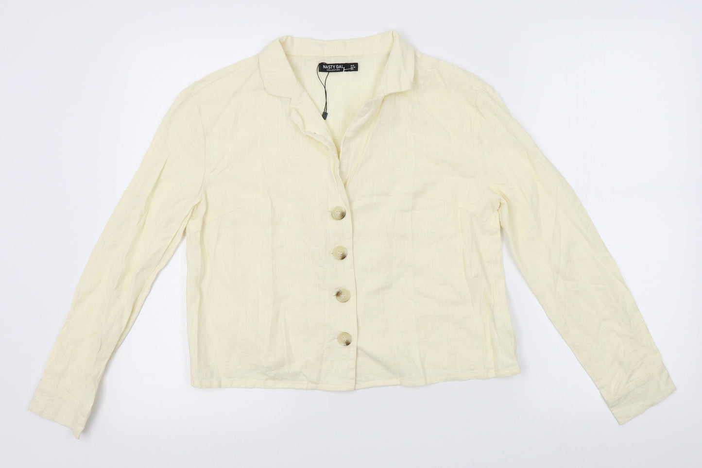 Womens UK Size 12 Nasty Gal Yellow Basic Button-Up