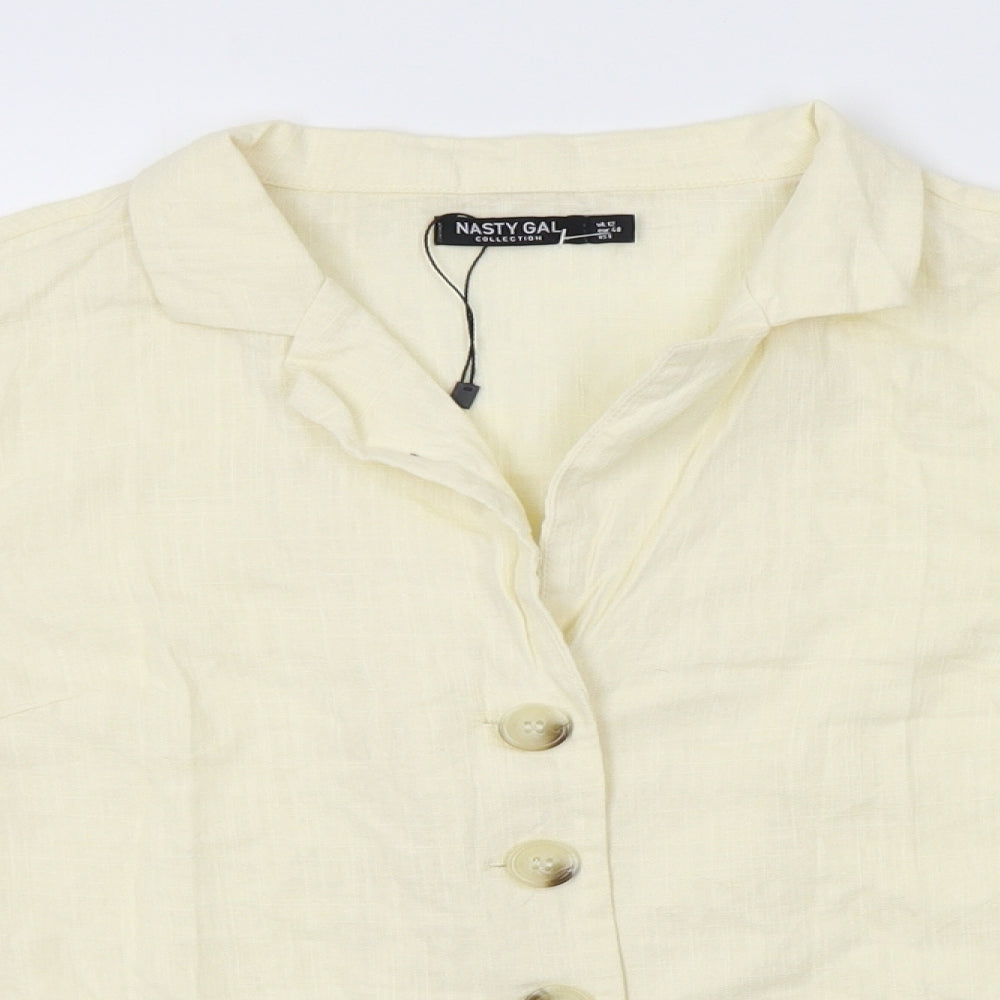 Womens UK Size 12 Nasty Gal Yellow Basic Button-Up
