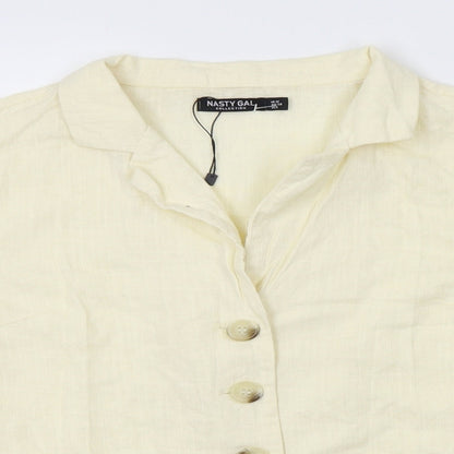 Womens UK Size 12 Nasty Gal Yellow Basic Button-Up