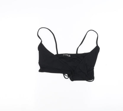 PRETTYLITTLETHING Womens Black   Cropped T-Shirt Size 8