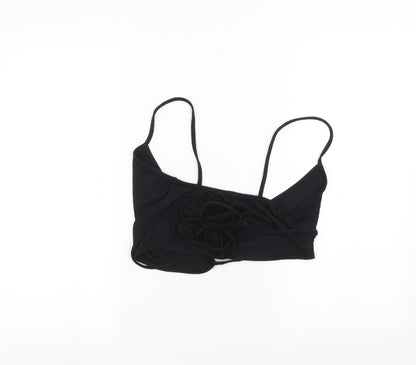 PRETTYLITTLETHING Womens Black   Cropped T-Shirt Size 8