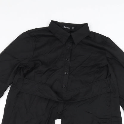 Boohoo Womens Black   Basic Button-Up Size 8