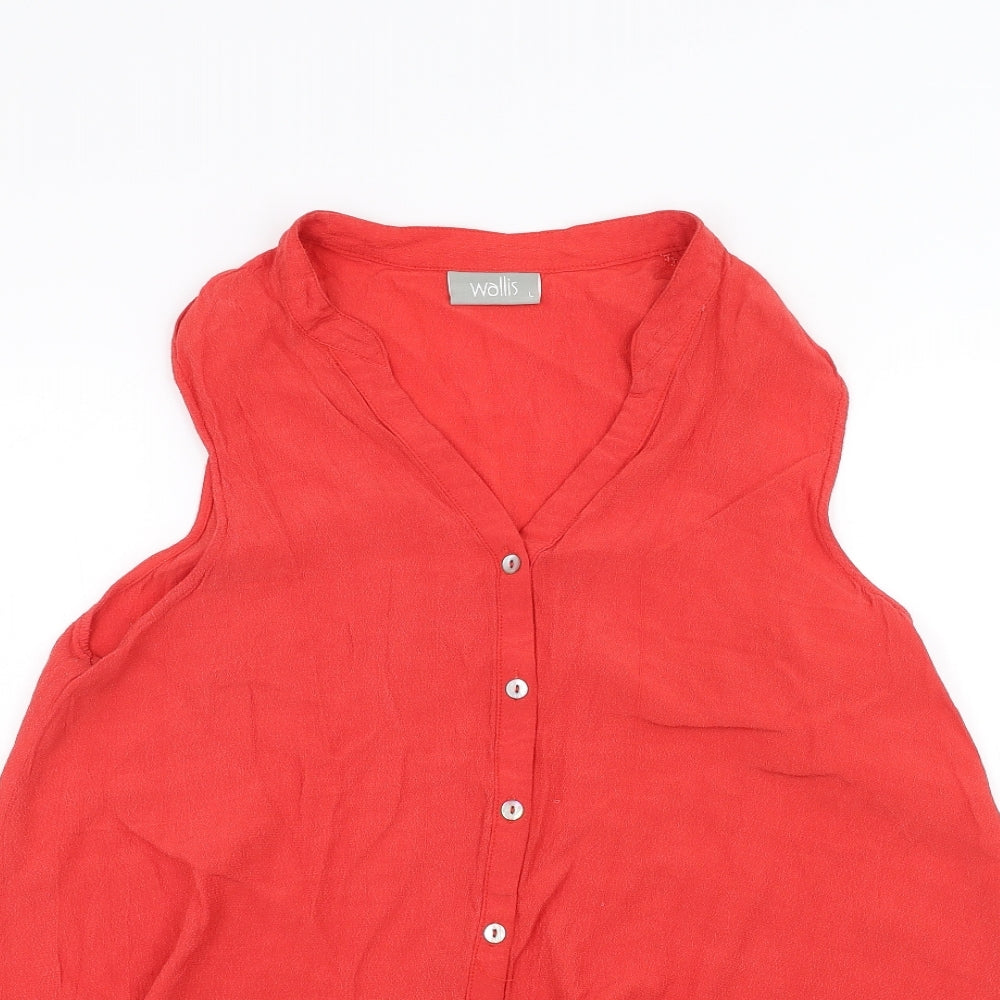 Womens UK Size L Wallis Red Basic Button-Up