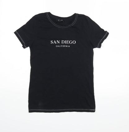 Womens UK Size 6 New Look Black Basic T-Shirt