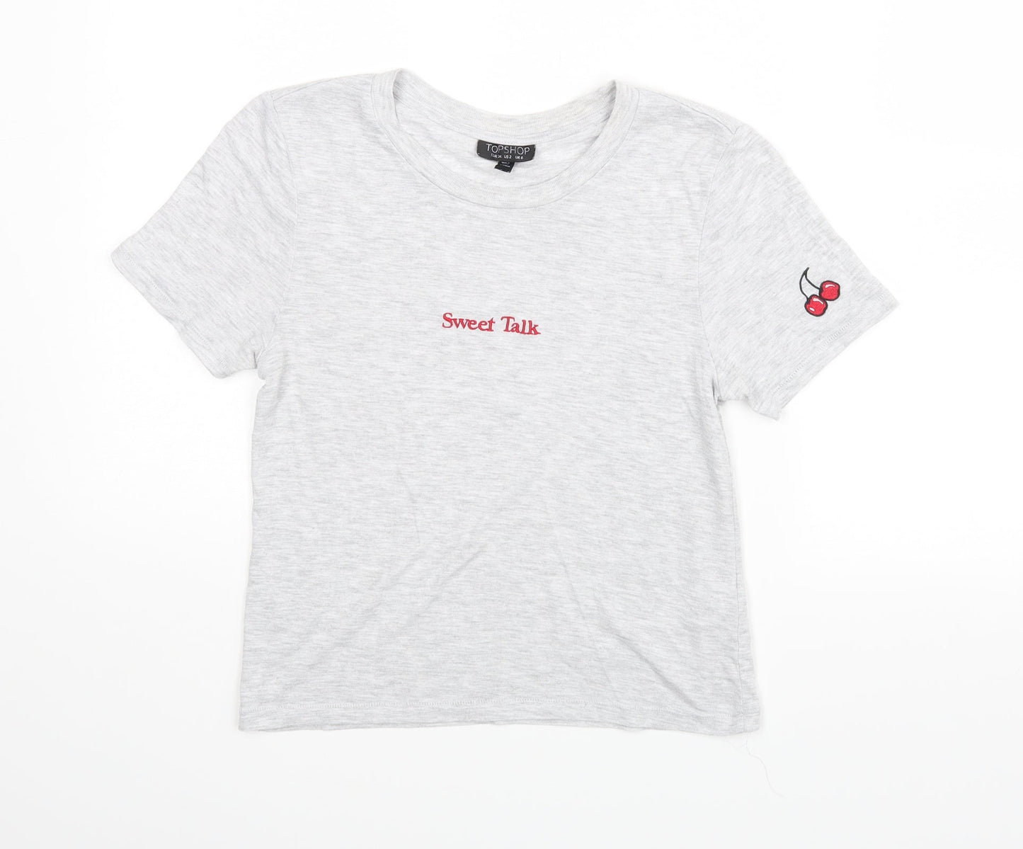 Womens UK Size 6 Topshop Grey Basic T-Shirt