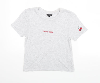 Womens UK Size 6 Topshop Grey Basic T-Shirt