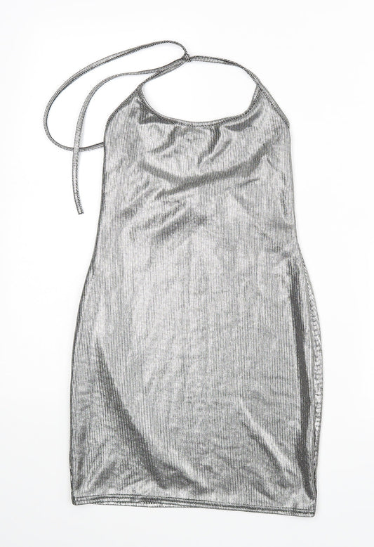 PRETTYLITTLETHING Womens Silver   Pencil Dress  Size 8