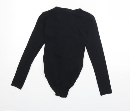 Back view of Topashop women’s black playsuit one-piece, size UK 8