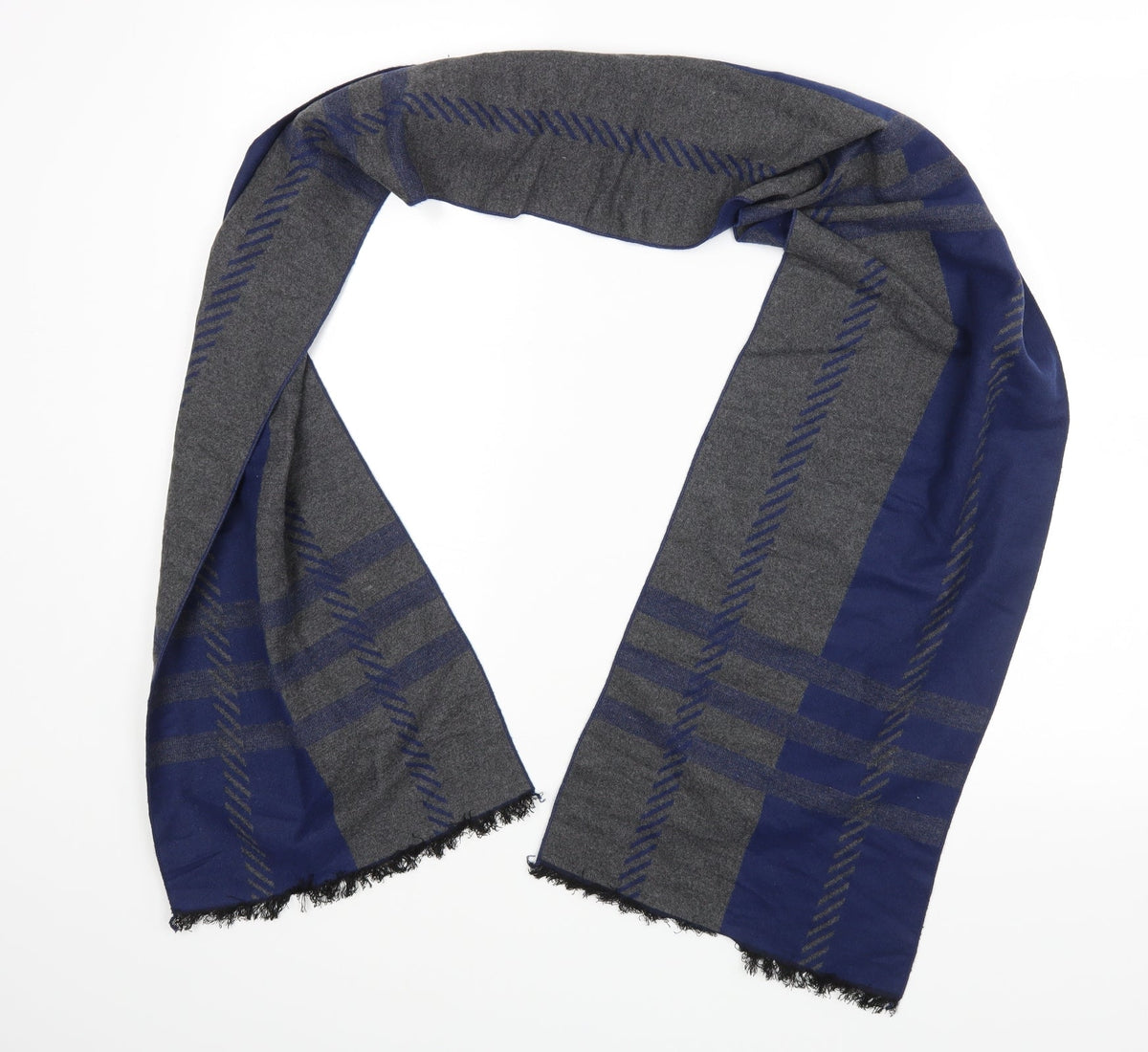 Front view of Preworn unisex blue scarf