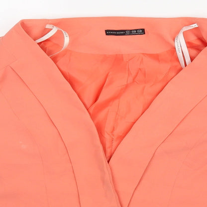 Close-up detail of Atmosphere women’s orange jacket blazer, size UK 12