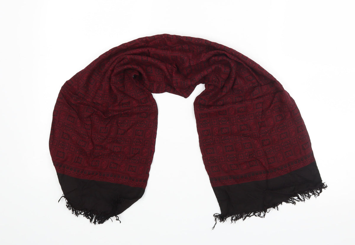 Front view of Preworn unisex red geometric scarf