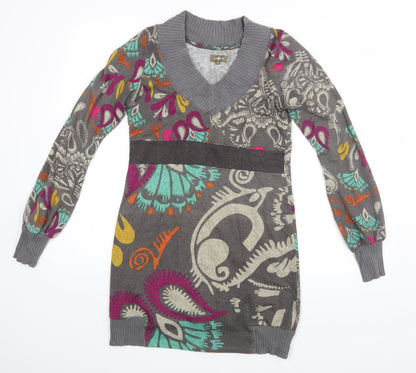 Sur Kana Womens Grey Paisley  A-Line  Size M