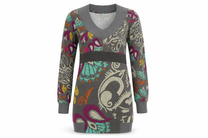 Sur Kana Womens Grey Paisley  A-Line  Size M