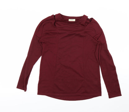 Papaya Womens Purple   Basic T-Shirt Size 8  - slit in sholders