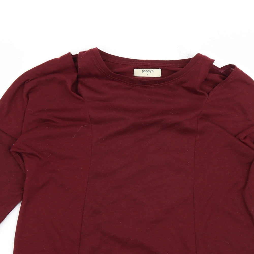 Papaya Womens Purple   Basic T-Shirt Size 8  - slit in sholders