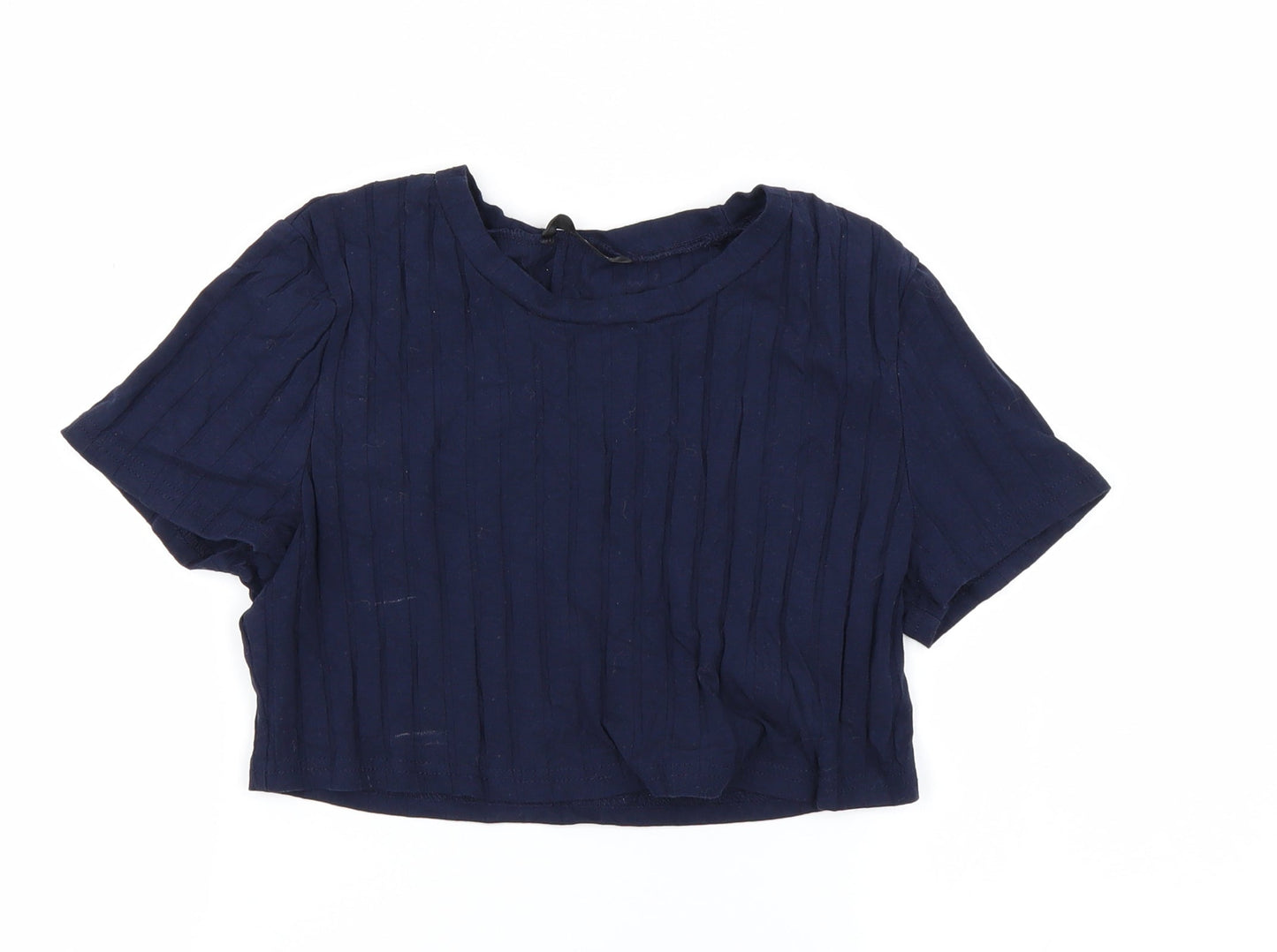 SheIn Womens Blue Striped  Cropped T-Shirt Size S