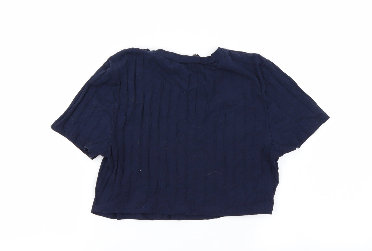 SheIn Womens Blue Striped  Cropped T-Shirt Size S