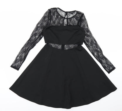 newlook Womens Black Floral  A-Line  Size 6