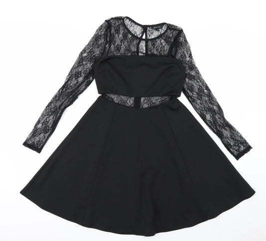 newlook Womens Black Floral  A-Line  Size 6