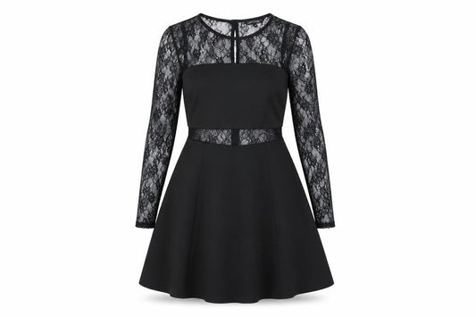 New Look Womens Black Floral  A-Line  Size 6