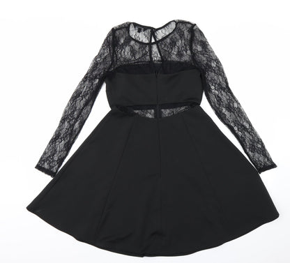 newlook Womens Black Floral  A-Line  Size 6