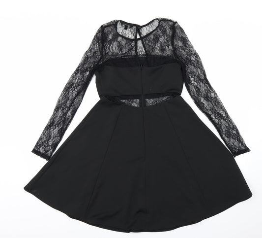 newlook Womens Black Floral  A-Line  Size 6