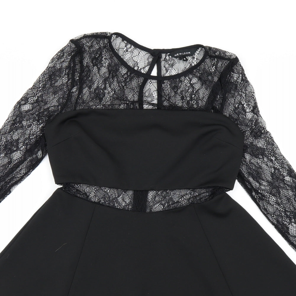 newlook Womens Black Floral  A-Line  Size 6