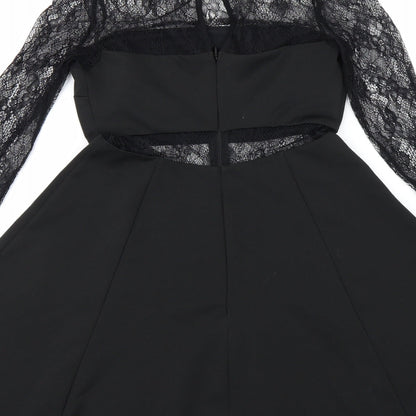 newlook Womens Black Floral  A-Line  Size 6