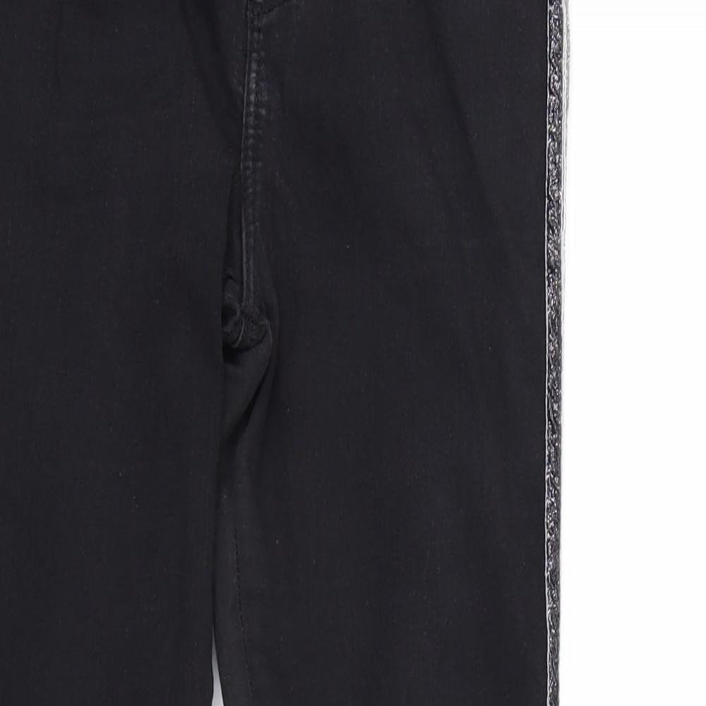 Topshop Womens Black Striped  Skinny Jeans Size 30 in L25 in - black and silver stripes