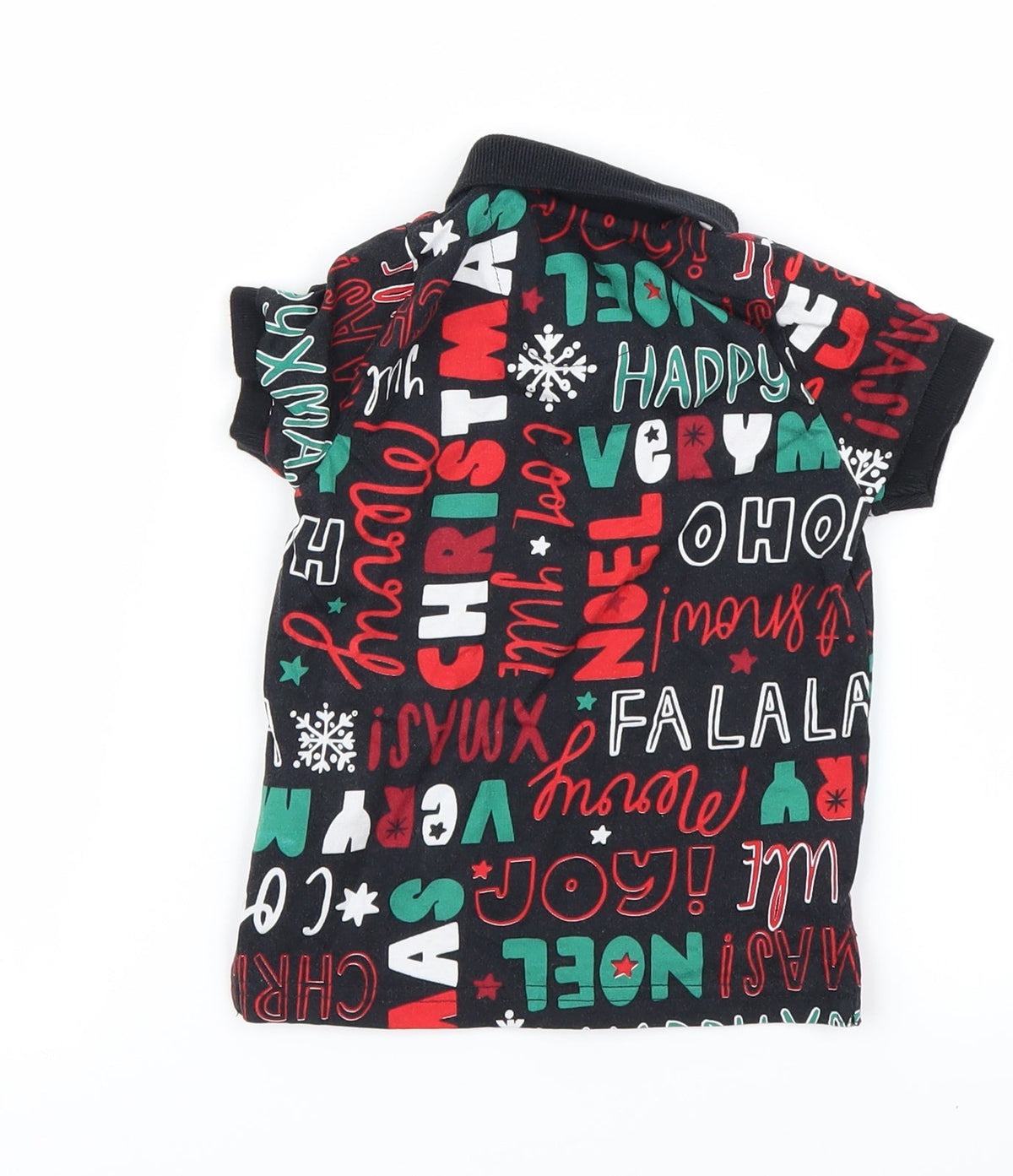 Back view of Nutmeg boys’ black basic polo, size 12-18, months - chirstmas top