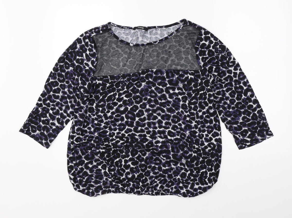 George Womens Purple Animal Print  Basic Blouse Size 18