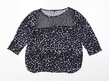 George Womens Purple Animal Print  Basic Blouse Size 18