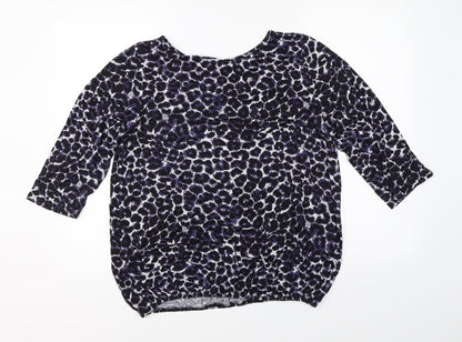 George Womens Purple Animal Print  Basic Blouse Size 18