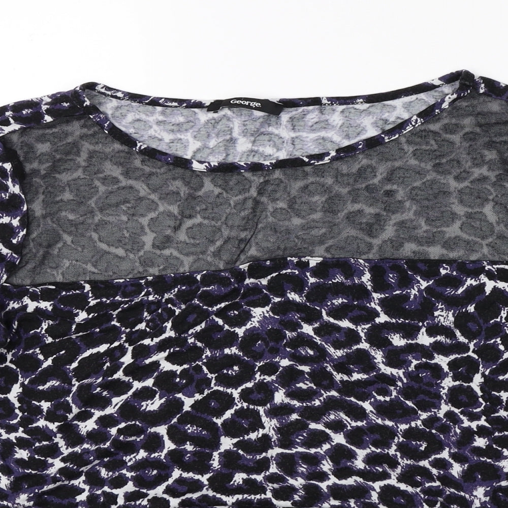 George Womens Purple Animal Print  Basic Blouse Size 18