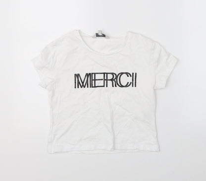 Miss E-vie Girls White   Basic T-Shirt Size 9-10 Years