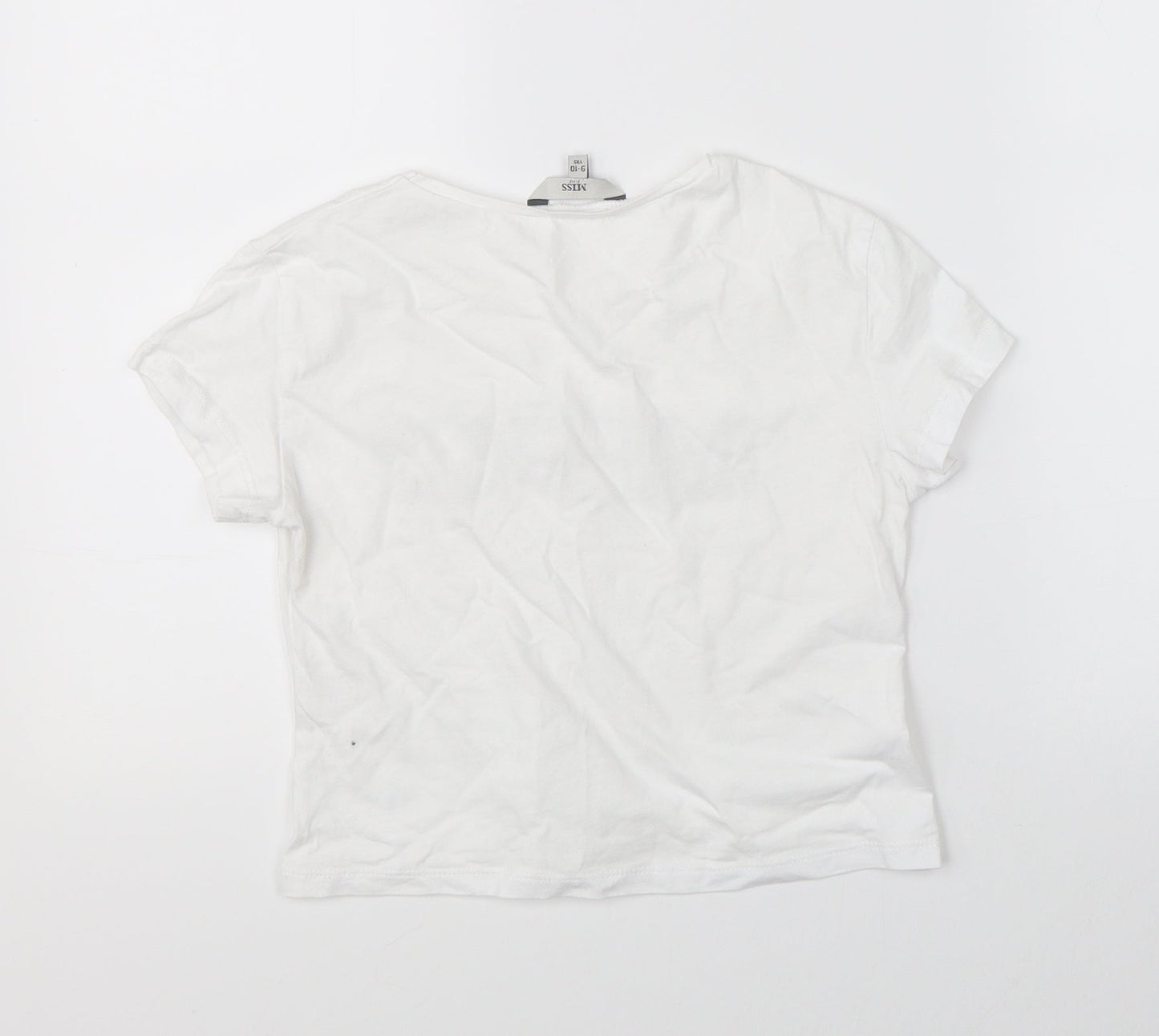 Miss E-vie Girls White   Basic T-Shirt Size 9-10 Years