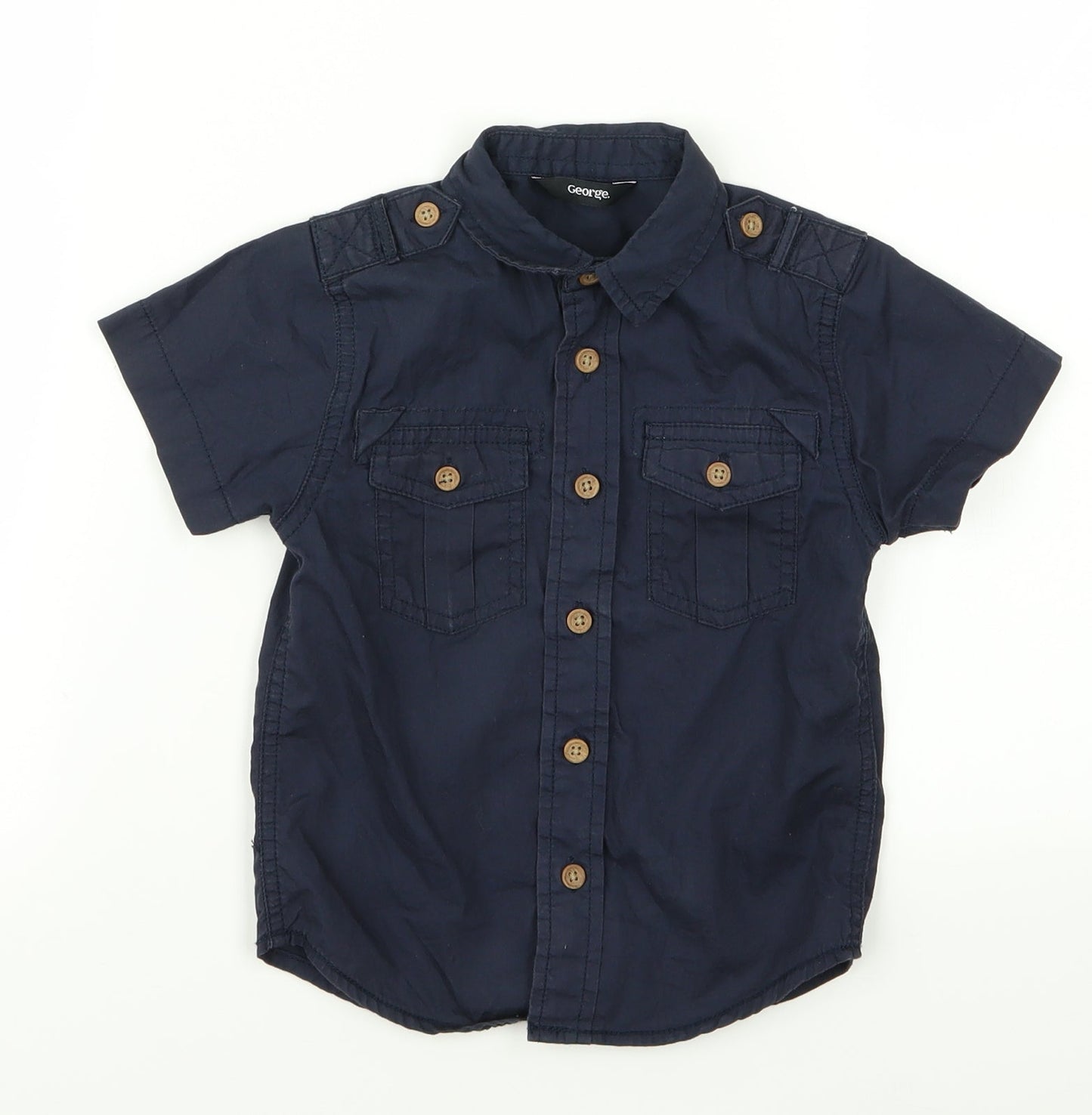 George Boys Blue   Basic Button-Up Size 3 Years