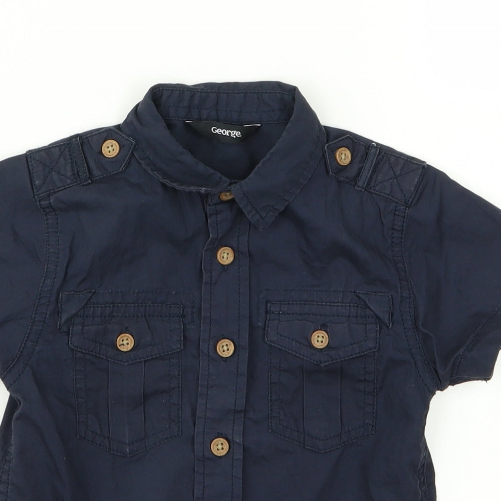 George Boys Blue   Basic Button-Up Size 3 Years