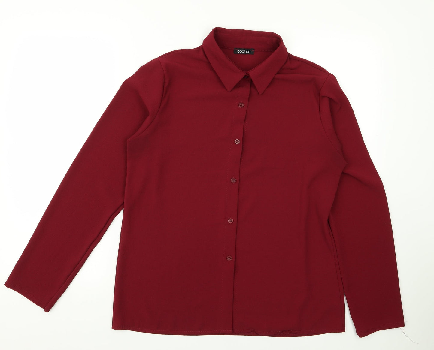 Boohoo Womens Red   Basic Button-Up Size M