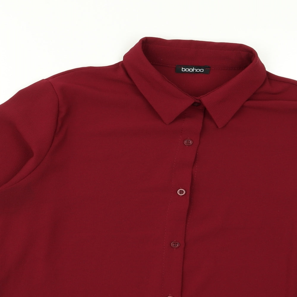 Boohoo Womens Red   Basic Button-Up Size M