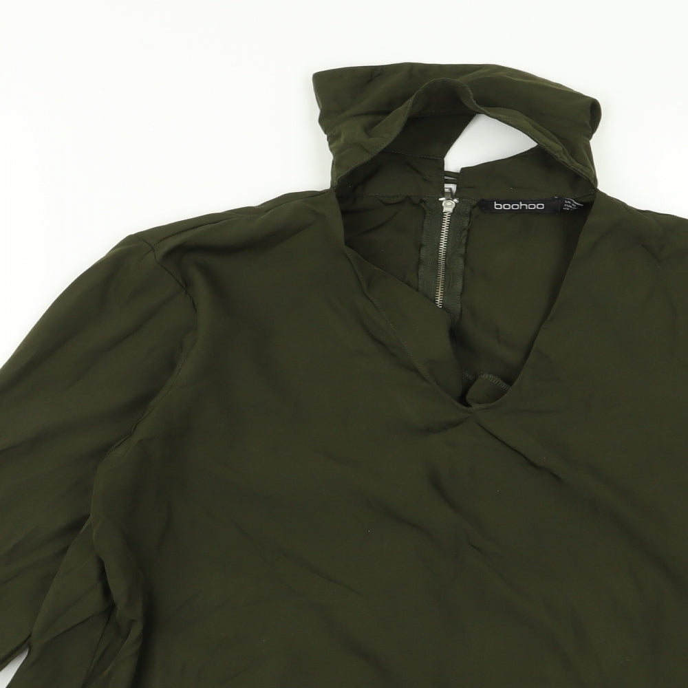 Boohoo Womens Green   Basic Blouse Size 10