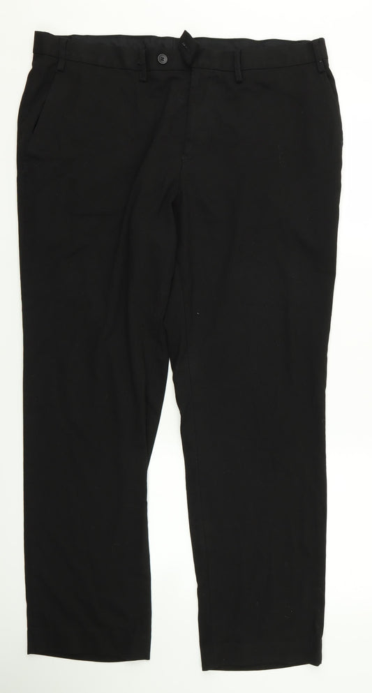 F&F Womens Black Animal Print  Trousers  Size 38 L25 in