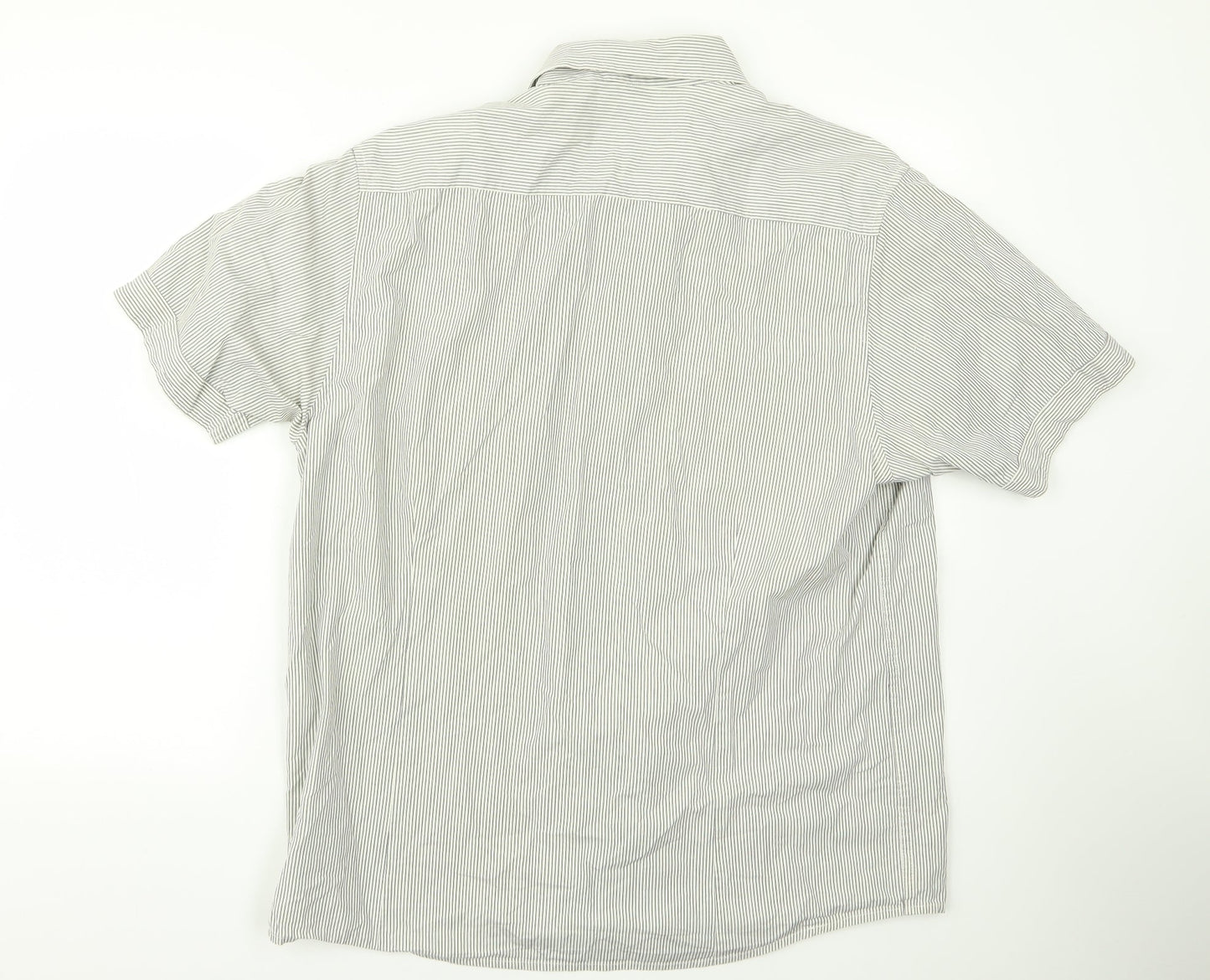 George Womens Grey Striped  Basic Button-Up Size XL