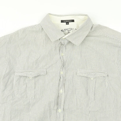 George Womens Grey Striped  Basic Button-Up Size XL